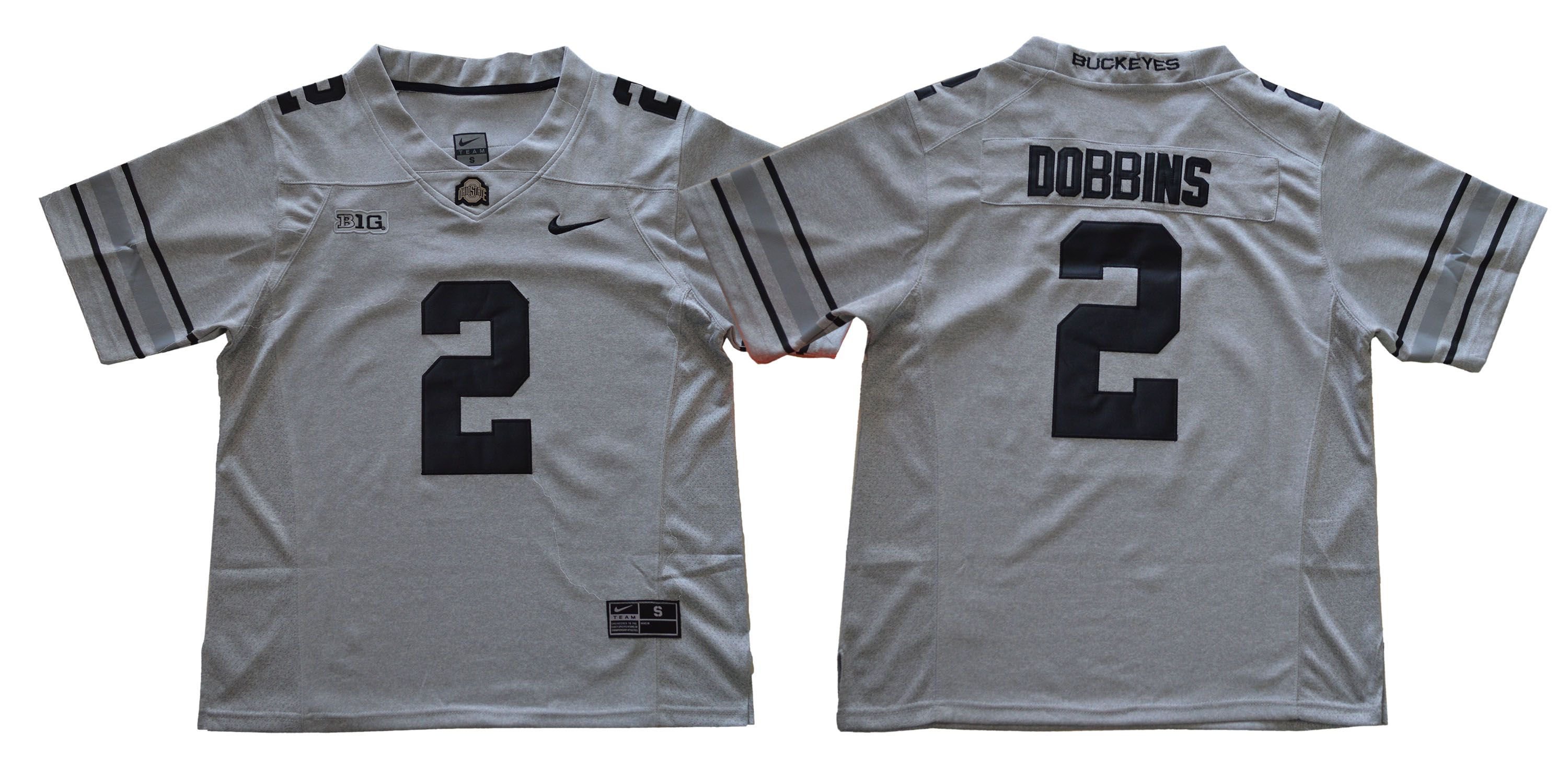 Men Ohio State Buckeyes 2 Dobbins Grey NCAA Jerseys